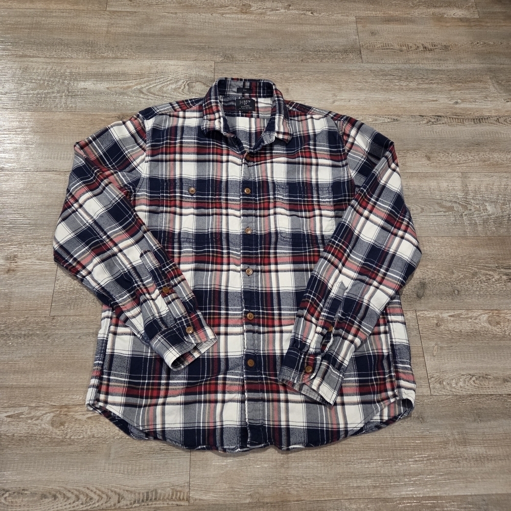 J.Crew Button Down Flannel Slim Fit Long Sleeve Shirt Mens Size Large